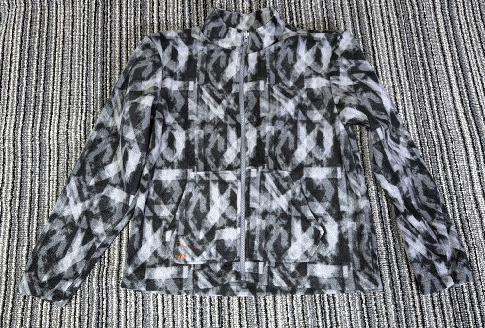 Eddie Bauer Kids Fleece Jacket Large (14/16) Gray Camo Pockets Full Zip